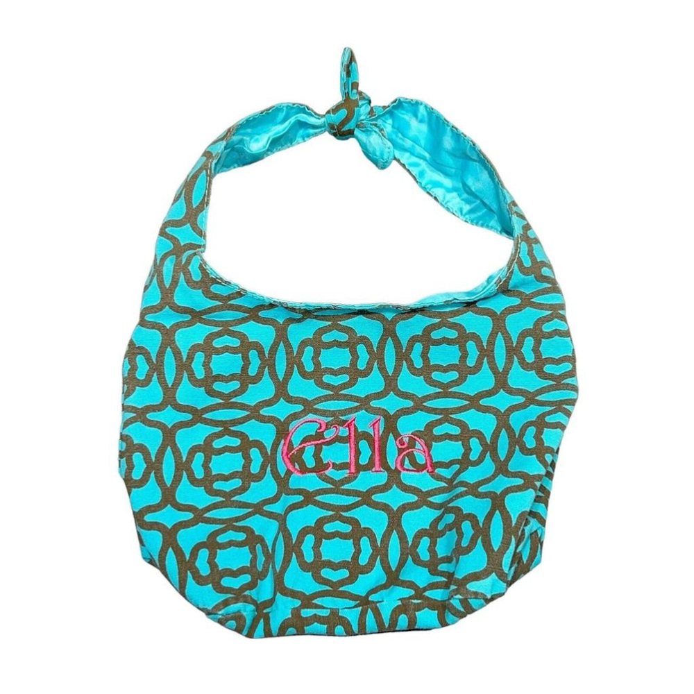 Initials Inc. Turquoise, Black, Hot Pink‎ Embroidered “Ella” Hobo Style Bags EUC